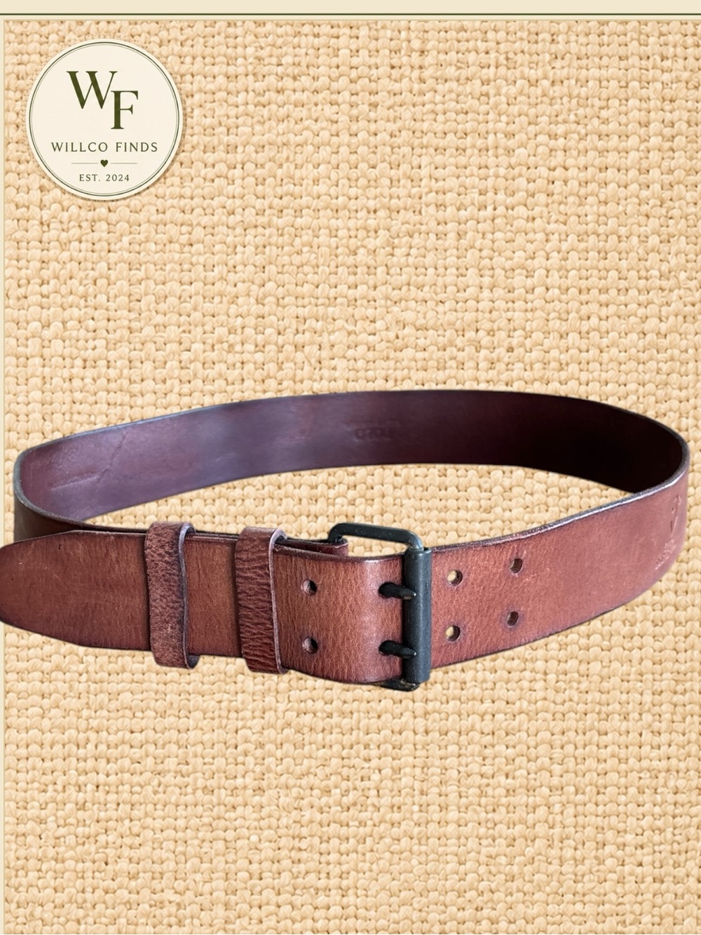 Polo Ralph Lauren 1942 Military Leather Belt Double Prong Brown Mens 36 NWT